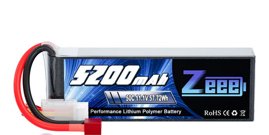 Zeee 3S Lipo Battery 5200mAh 11.1V 50C with Deans T Connector Soft Case for RC Car RC Models
