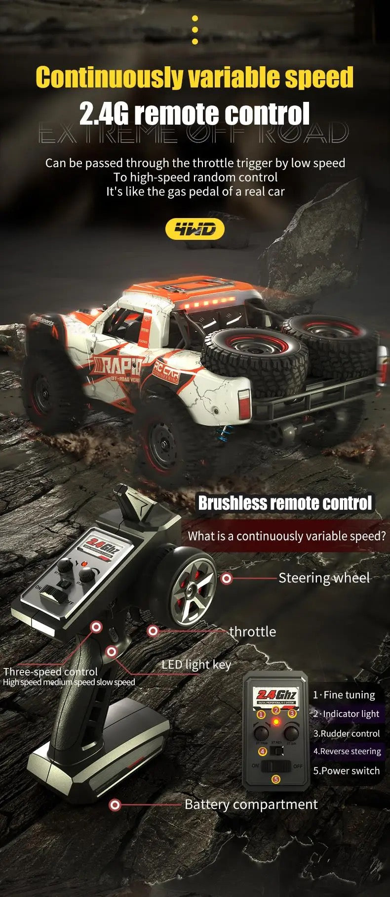 JJRC Q130 B 1/14 2.4G 4WD 70km/h RTR Brushless RC Car High Speed Monster mini baja short course ill Truck Model off-road RC Racing Car
