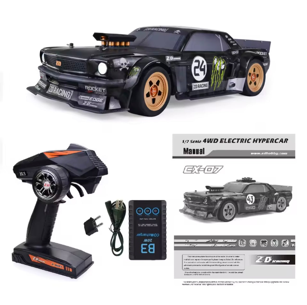 ZD Racing EX07 1/7 4WD RC Sports Car On Road Vehicle W/Alloy Shock Absorber