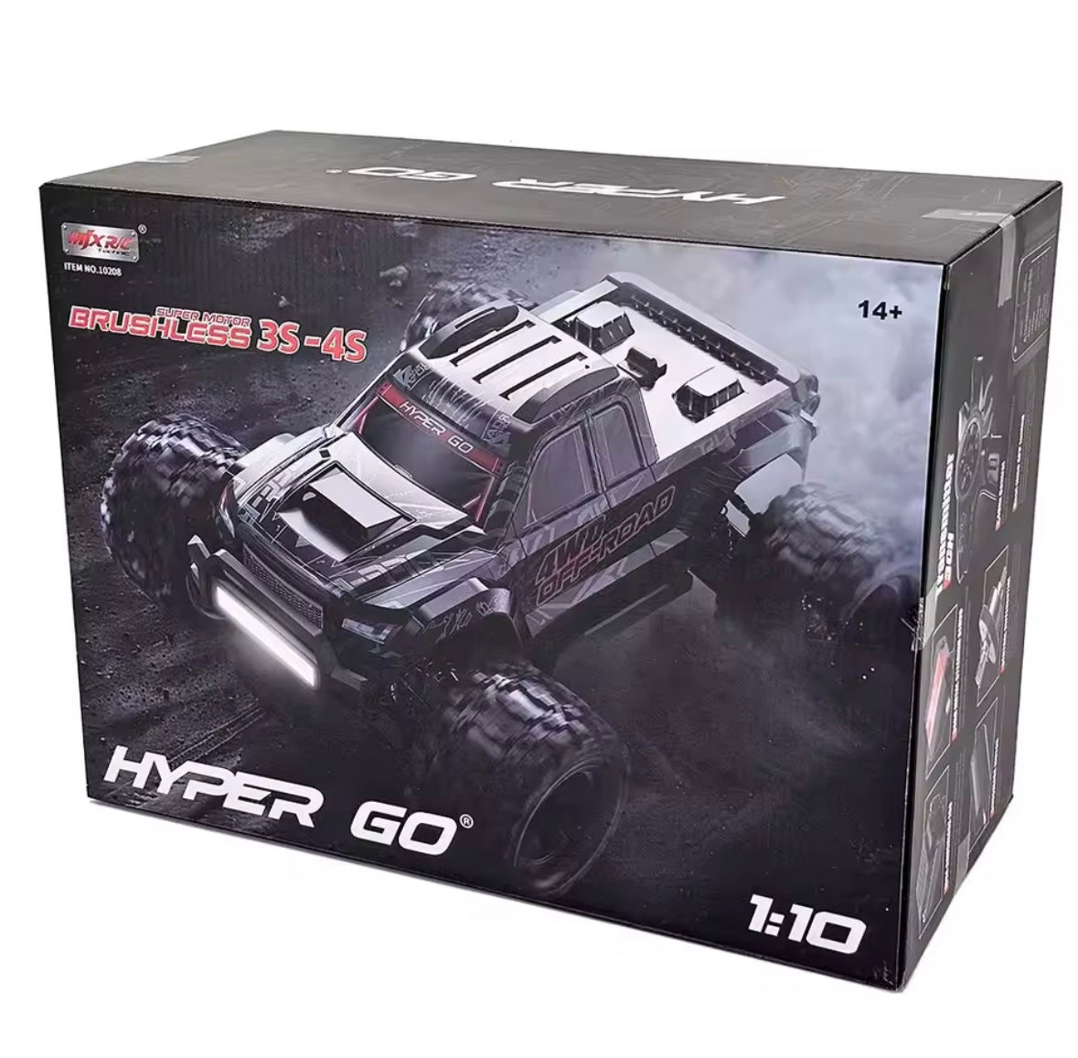 MJX 10208 Upgraded V2 Monster Super Large 4WD Brushless 1/10 High Speed RC Professional Bigfoot Off road Remote Control Vehicle