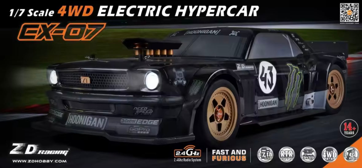 ZD Racing EX07 1/7 4WD RC Sports Car On Road Vehicle W/Alloy Shock Absorber