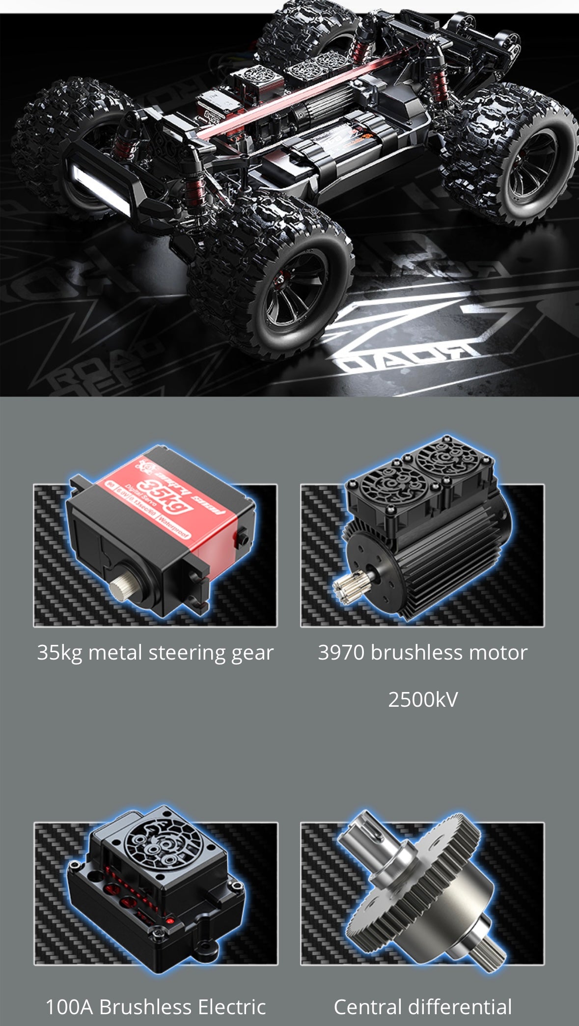 MJX 10208 Upgraded V2 Monster Super Large 4WD Brushless 1/10 High Speed RC Professional Bigfoot Off road Remote Control Vehicle