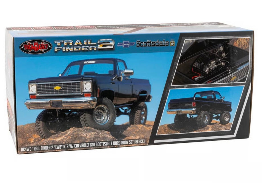 RC4WD Trail Finder 2 "LWB" RTR W/ Chevrolet K10 Scottsdale Hard Body Set (Black)