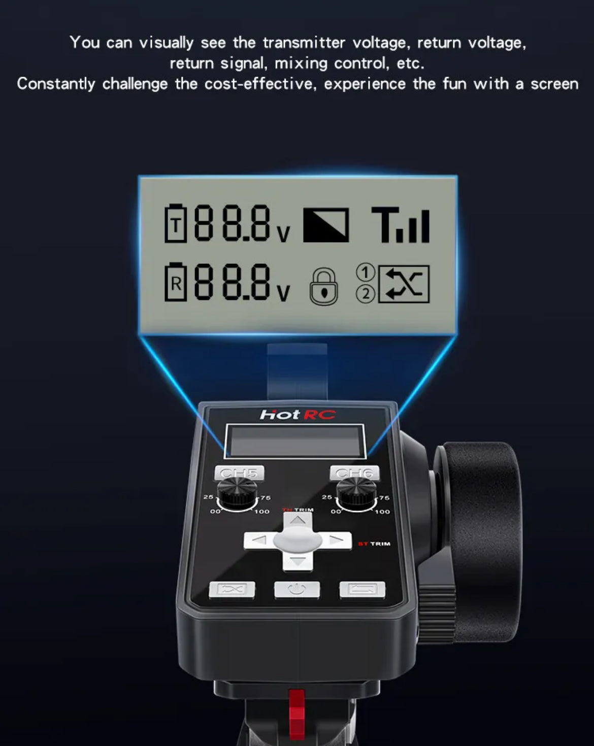 HOTRC CT-6A RC Transmitter and Receiver 6 Channel 2.4ghz Hand Controlled RC