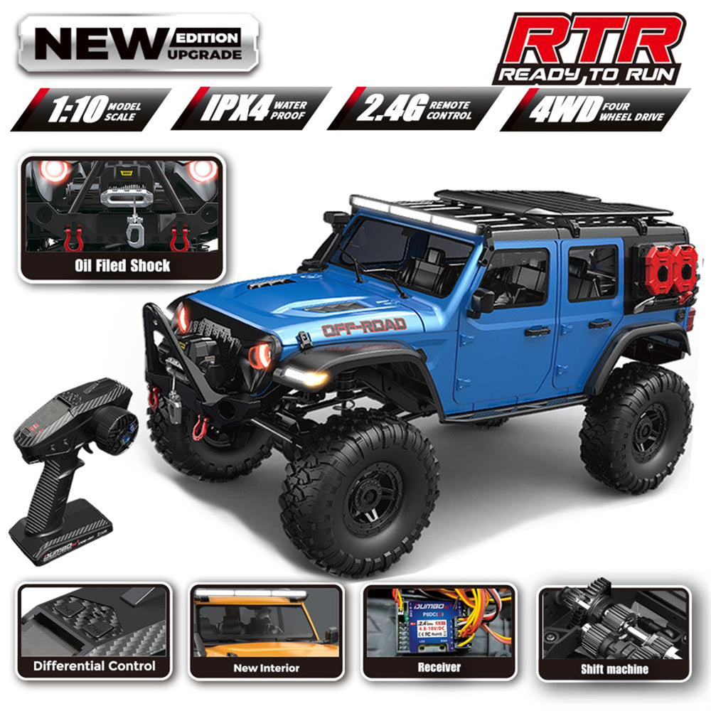 2025 New Upgrade HB-R1011/12/13/14/15/16 Jeep Rubicon Rc Car 1:10 Full Scale Model Climbing Car High Speed Off-Road Vehicle