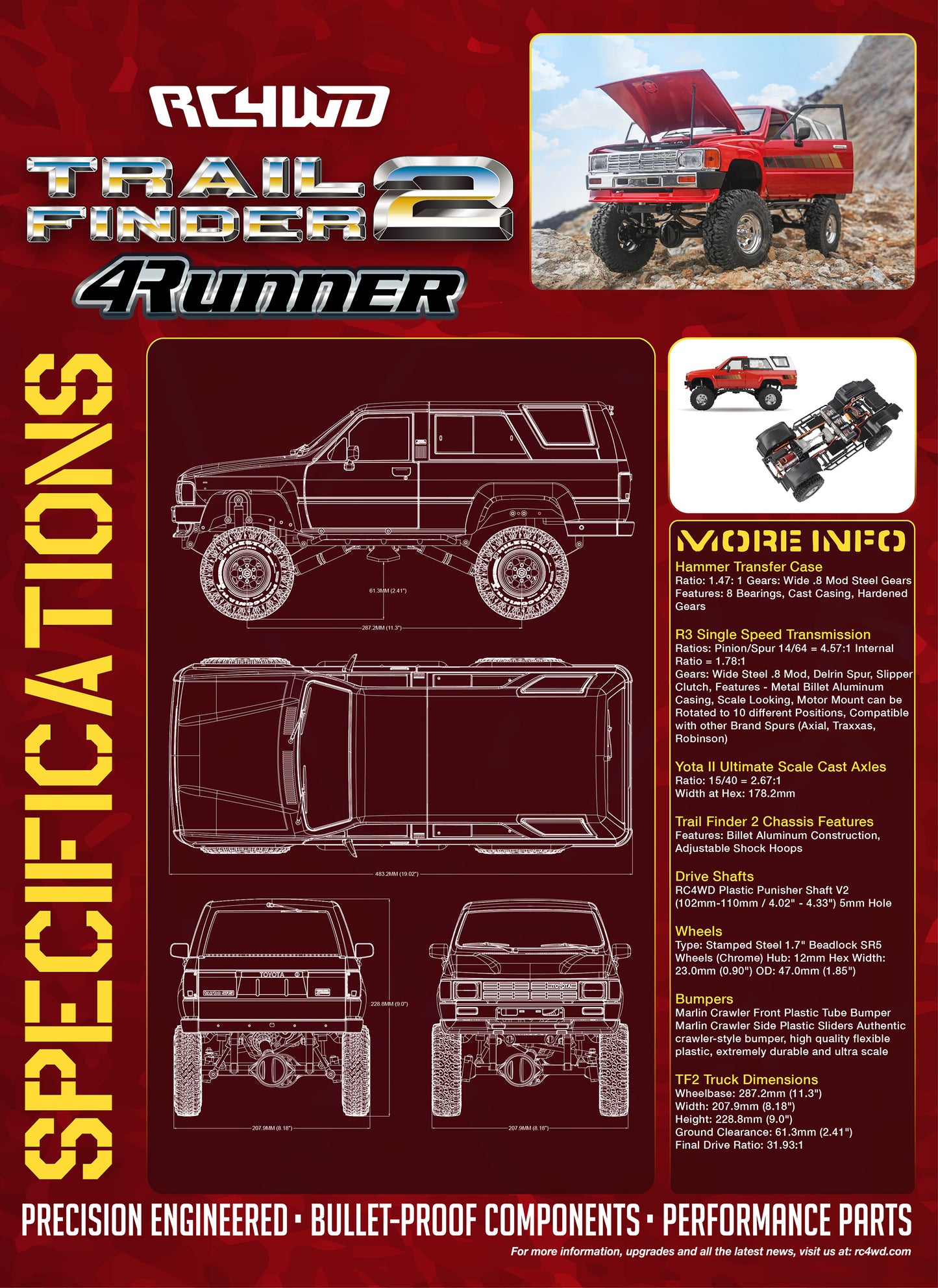 RC4WD Trail Finder 2 RTR w/1985 Toyota 4Runner Hard Body Set (Red)
