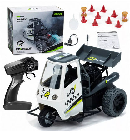 S810 1/16 2.4G RC Tricycle Motorcycle LED Light Spray RC Stunt Vehicle Car Buggy